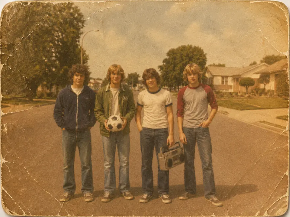 Before: yellowed old group photo